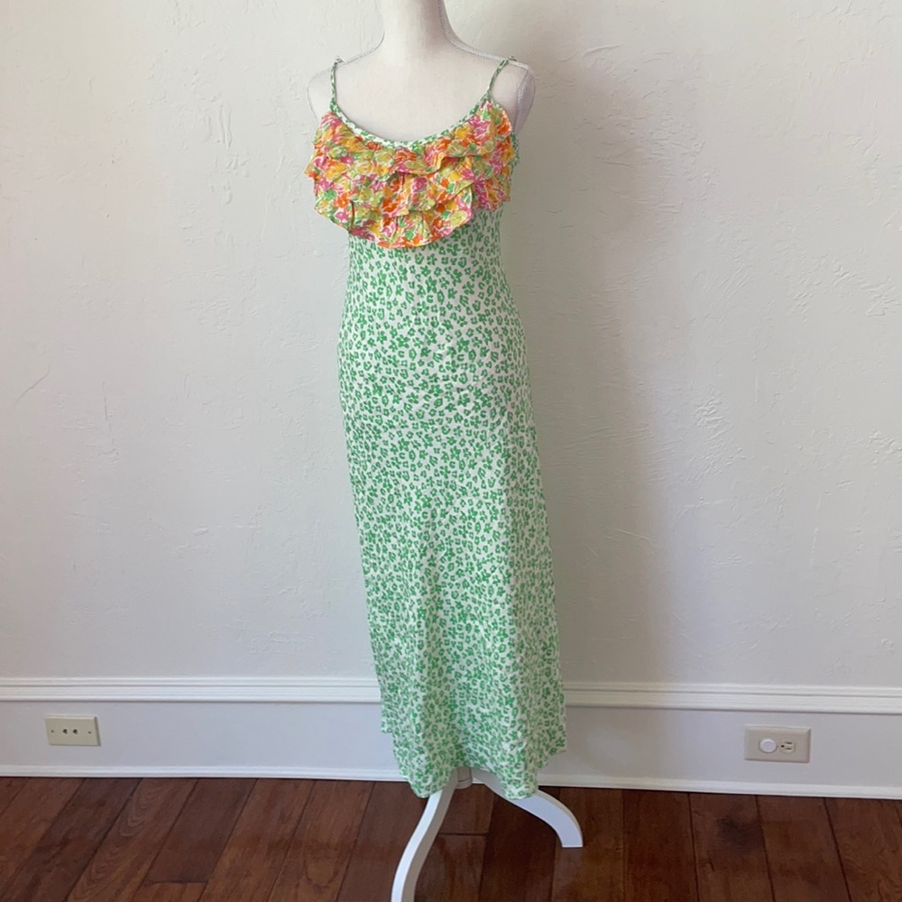 Limited “Rixo” green animal print maxi dress